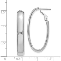 14K White Gold Oval Hoop Earrings with Omega Clip Back - 34mm Length by Oro Pregiato