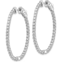 14K White Gold Oval Hoop Earrings with Round Prong-Set Side Stones - 1.54 Carat Total Diamond Weight by Monteluci Fine Jewelry