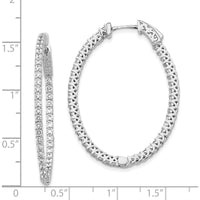 14K White Gold Oval Hoop Earrings with Round Prong-Set Side Stones - 1.54 Carat Total Diamond Weight by Monteluci Fine Jewelry