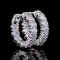14K White Gold Oval Huggie Earrings with Prong Set Lab-Grown Diamonds - 1.53 Carats Total Diamond Weight - Covaloro Fine Jewelry