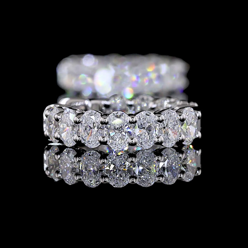 14K White Gold Oval Huggie Earrings with Prong Set Lab-Grown Diamonds - 1.53 Carats Total Diamond Weight - Covaloro Fine Jewelry