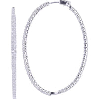 14K White Gold Oval Inside-Out Diamond Hoop Earrings - 5.00 Carat Total Weight