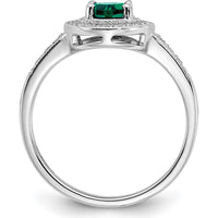 14K White Gold Oval Lab-Created Emerald and Diamond Halo Ring - 0.685 Carat Emerald Weight by 0