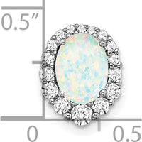 14K White Gold Oval Lab Created Opal and Diamond Halo Pendant - 1.25 Carat Opal, 0.22 Carat Total Diamond Weight by Lumare Gioia