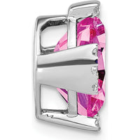 14K White Gold Oval Lab-Created Pink Sapphire and Diamond Pendant - 3.15 Carat Pink Sapphire and 0.12 Carat Diamonds by Lumare Gioia