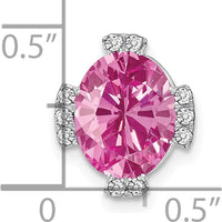 14K White Gold Oval Lab-Created Pink Sapphire and Diamond Pendant - 3.15 Carat Pink Sapphire and 0.12 Carat Diamonds by Lumare Gioia