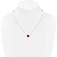 14K White Gold Oval Lab Created Ruby and Diamond Halo Necklace - 3.15 Carat Ruby, 0.006 Carat Diamond by Lumare Gioia
