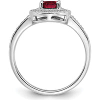 14K White Gold Oval Lab-Created Ruby and Diamond Halo Ring - 0.685 Carat Ruby, 0.19 Carat Diamond Total Weight by 0