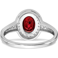 14K White Gold Oval Lab-Created Ruby and Diamond Halo Ring - 0.685 Carat Ruby, 0.19 Carat Diamond Total Weight by 0