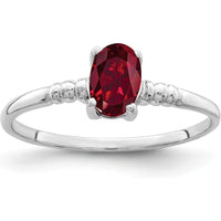 14K White Gold Oval Lab Created Ruby Ring - 0.60 Carat Total Ruby Weight by Monteluci Fine Jewelry