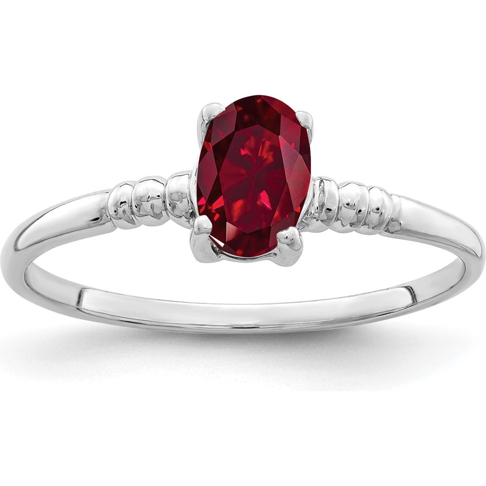 14K White Gold Oval Lab Created Ruby Ring - 0.60 Carat Total Ruby Weight by Monteluci Fine Jewelry