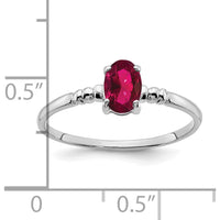 14K White Gold Oval Lab Created Ruby Ring - 0.60 Carat Total Ruby Weight by Monteluci Fine Jewelry