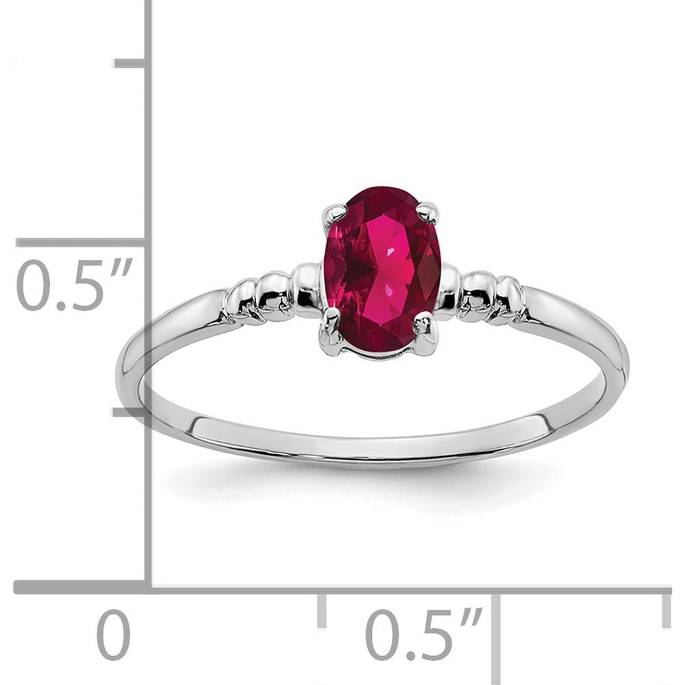 14K White Gold Oval Lab Created Ruby Ring - 0.60 Carat Total Ruby Weight by Monteluci Fine Jewelry