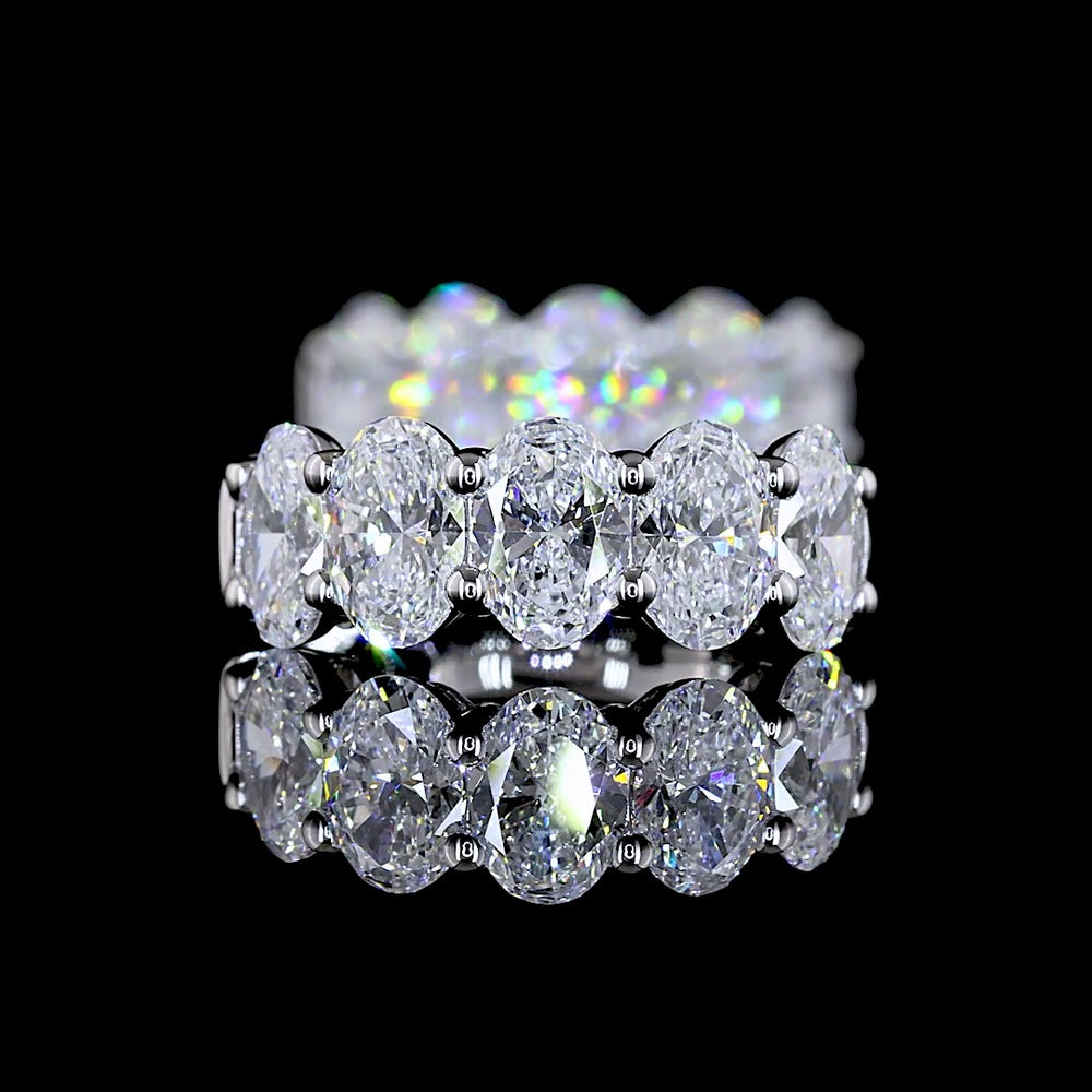14K White Gold Oval Lab Diamond Huggie Earrings with Shared Prong Setting - 2.08 Carat Total Weight, E-F Color, VS1 Clarity - Covaloro Fine Jewelry