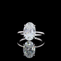 14K White Gold Oval Lab Diamond Solitaire Ring - 4.10 Carat E-F VVS2 North-South Setting with IGI Certification - Covaloro Fine Jewelry