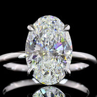 14K White Gold Oval Lab Diamond Solitaire Ring - 4.10 Carat E-F VVS2 North-South Setting with IGI Certification - Covaloro Fine Jewelry