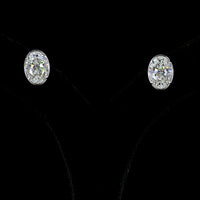 14K White Gold Oval Lab Diamond Stud Earrings with Bezel-Prong Setting - 5.13 Carat Total Weight (E-F Color, VS1 Clarity) - Covaloro Fine Jewelry