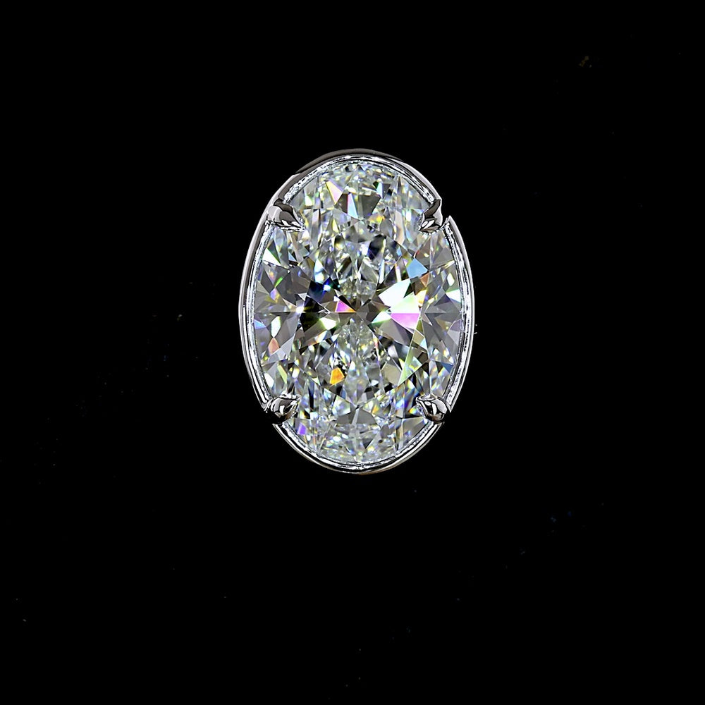 14K White Gold Oval Lab Diamond Stud Earrings with Bezel-Prong Setting - 5.13 Carat Total Weight (E-F Color, VS1 Clarity) - Covaloro Fine Jewelry