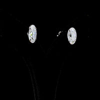 14K White Gold Oval Lab Diamond Stud Earrings with Bezel-Prong Setting - 5.13 Carat Total Weight (E-F Color, VS1 Clarity) - Covaloro Fine Jewelry