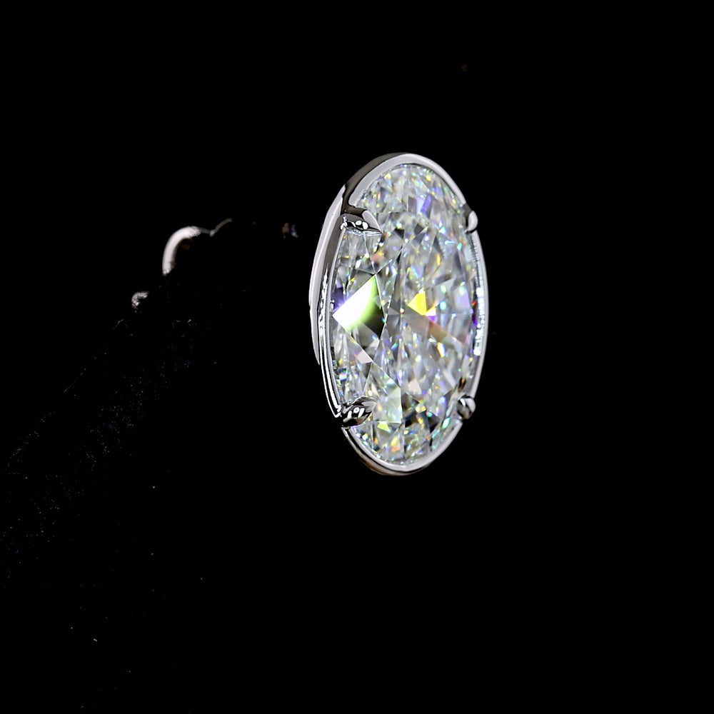14K White Gold Oval Lab Diamond Stud Earrings with Bezel-Prong Setting - 5.13 Carat Total Weight (E-F Color, VS1 Clarity) - Covaloro Fine Jewelry