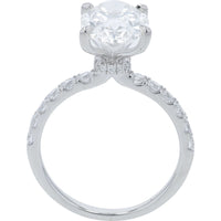 14K White Gold Oval Lab Grown Diamond Engagement Ring with Accented Band - 4.00 Carat Total Diamond Weight