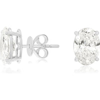 14K White Gold Oval Lab Grown Diamond Stud Earrings - 4 Carat Total Diamond Weight - Royal Jewelry