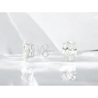 14K White Gold Oval Lab Grown Diamond Stud Earrings - 4 Carat Total Diamond Weight - Royal Jewelry