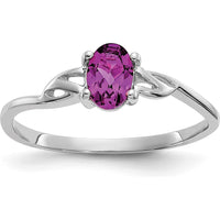 14K White Gold Oval Natural Rhodolite Garnet Ring with Four-Prong Setting - 0.57 Carat Gemstone Weight by Oro Pregiato