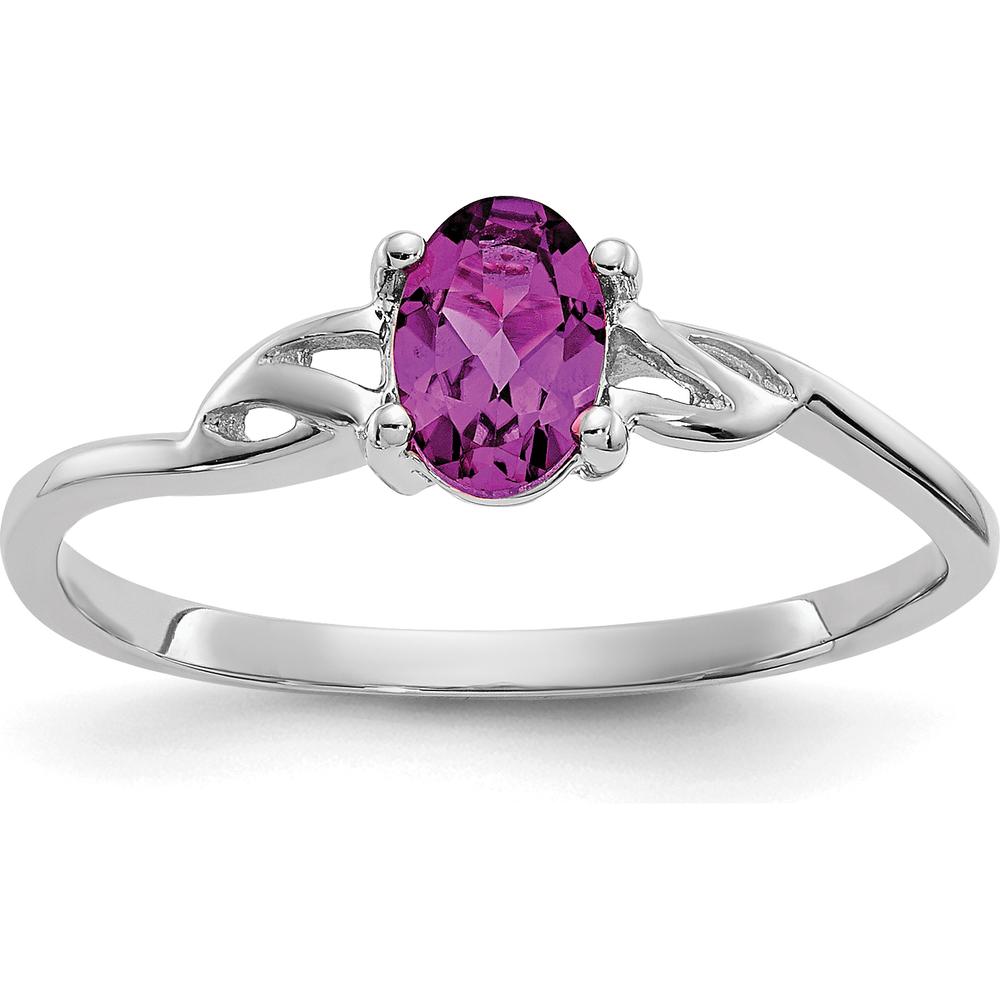 14K White Gold Oval Natural Rhodolite Garnet Ring with Four-Prong Setting - 0.57 Carat Gemstone Weight by Oro Pregiato