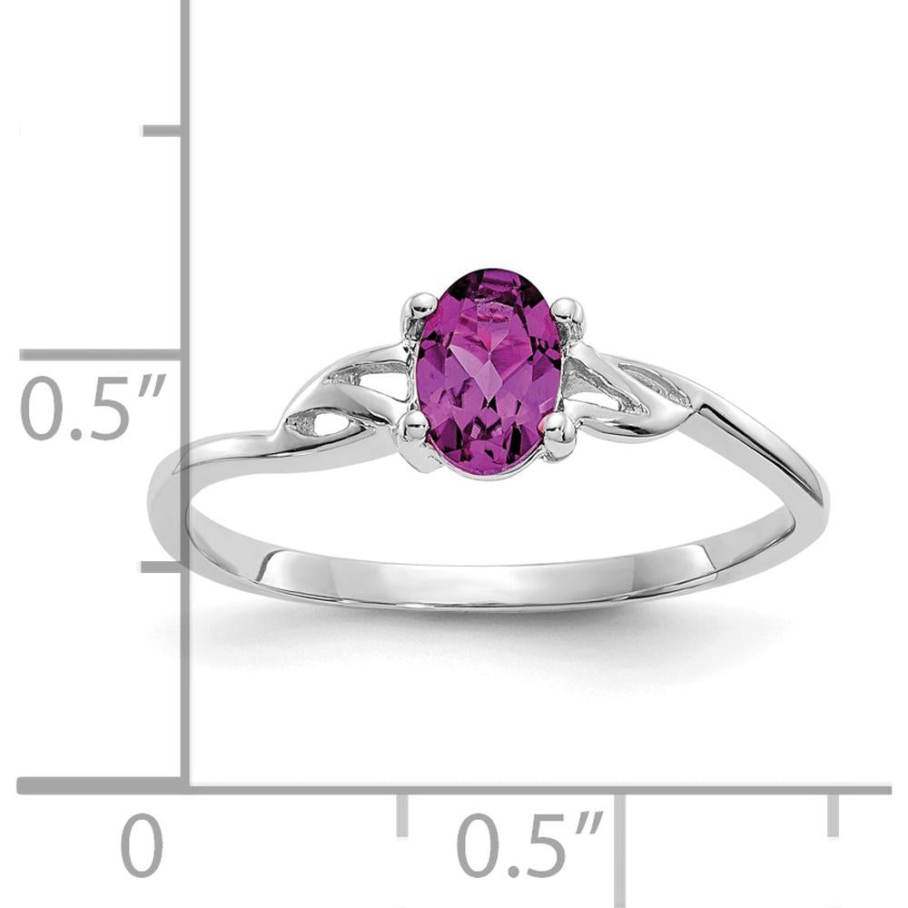 14K White Gold Oval Natural Rhodolite Garnet Ring with Four-Prong Setting - 0.57 Carat Gemstone Weight by Oro Pregiato