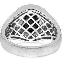 14K White Gold Oval Onyx and Diamond Men's Ring - 2.5 Carat Onyx, 0.011 Carat Total Diamond Weight by 0