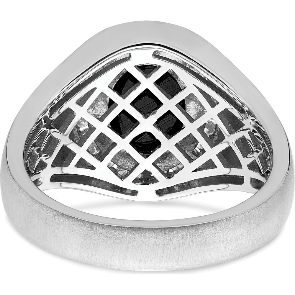 14K White Gold Oval Onyx and Diamond Men's Ring - 2.5 Carat Onyx, 0.011 Carat Total Diamond Weight by 0