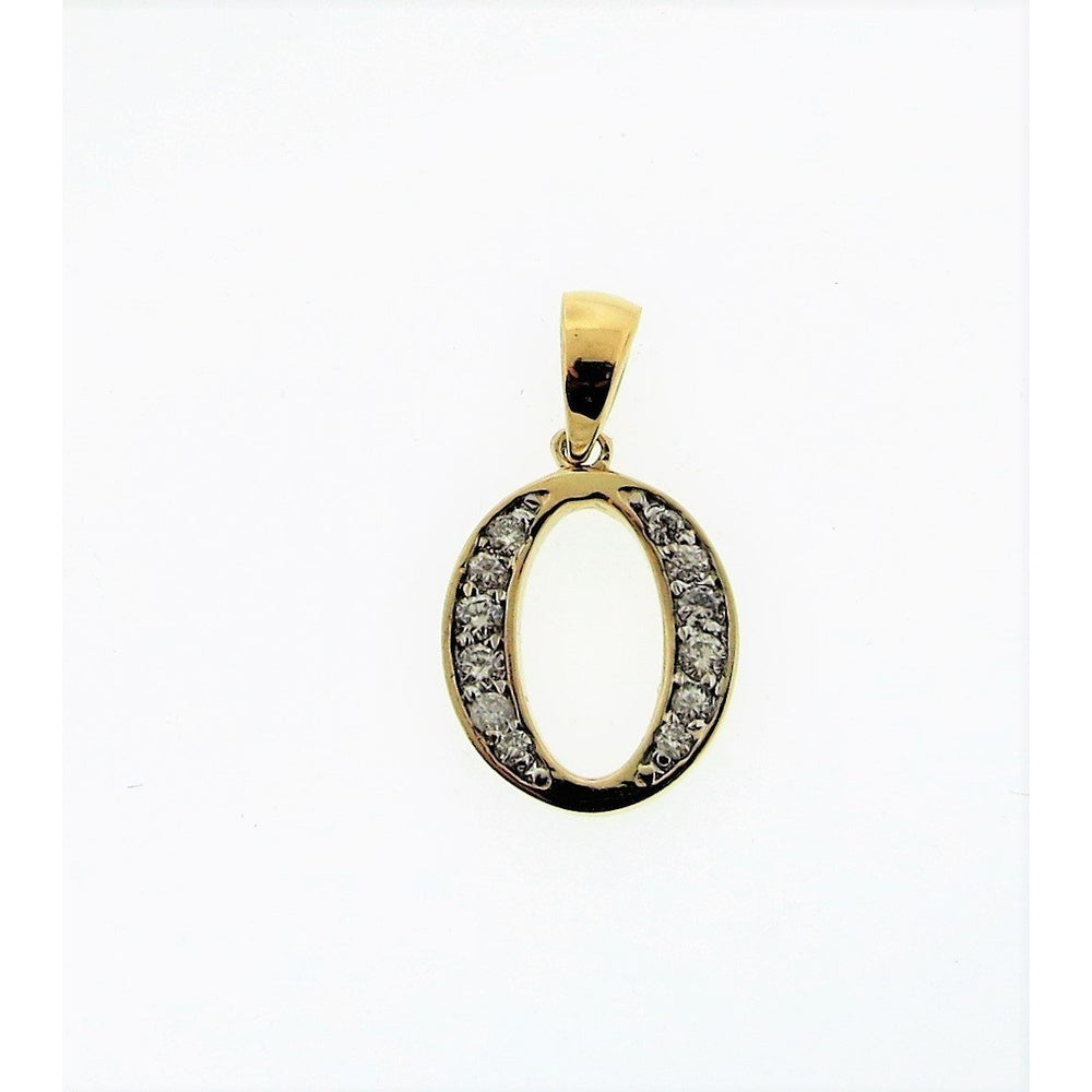 14K White Gold Oval Open Pendant with Prong Set Round Diamonds - 0.20 Carat Total Diamond Weight by Auriventus
