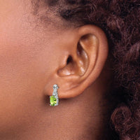 14K White Gold Oval Peridot and Diamond Drop Earrings - 0.75 Carat Total Peridot Weight, 0.01 Carat Diamond Weight by Monteluci Fine Jewelry