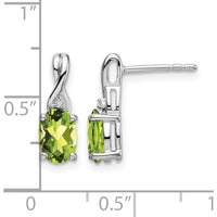 14K White Gold Oval Peridot and Diamond Drop Earrings - 0.75 Carat Total Peridot Weight, 0.01 Carat Diamond Weight by Monteluci Fine Jewelry