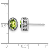 14K White Gold Oval Peridot and Diamond Earrings - 0.45 Carat Peridot, 0.19 Carat Total Diamond Weight by Monteluci Fine Jewelry