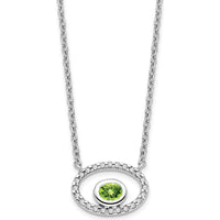 14K White Gold Oval Peridot and Diamond Halo Pendant Necklace - 0.22 Carat Peridot, 0.072 Carat Diamond Total Weight by Lumare Gioia