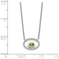 14K White Gold Oval Peridot and Diamond Halo Pendant Necklace - 0.22 Carat Peridot, 0.072 Carat Diamond Total Weight by Lumare Gioia