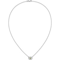 14K White Gold Oval Peridot and Diamond Halo Pendant Necklace - 0.22 Carat Peridot, 0.072 Carat Diamond Total Weight by Lumare Gioia
