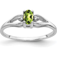 14K White Gold Oval Peridot and Diamond Ring - 0.250 Carat Peridot, 0.01 Carat Total Diamond Weight by Monteluci Fine Jewelry