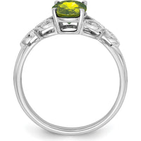 14K White Gold Oval Peridot and Diamond Ring - 1.28 Carat Total Gemstone Weight by 0