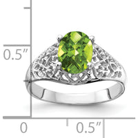 14K White Gold Oval Peridot Checkerboard Ring - 1.30 Carat Peridot by Monteluci Fine Jewelry