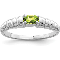 14K White Gold Oval Peridot Ring - 0.25 Carat Natural Peridot by Monteluci Fine Jewelry