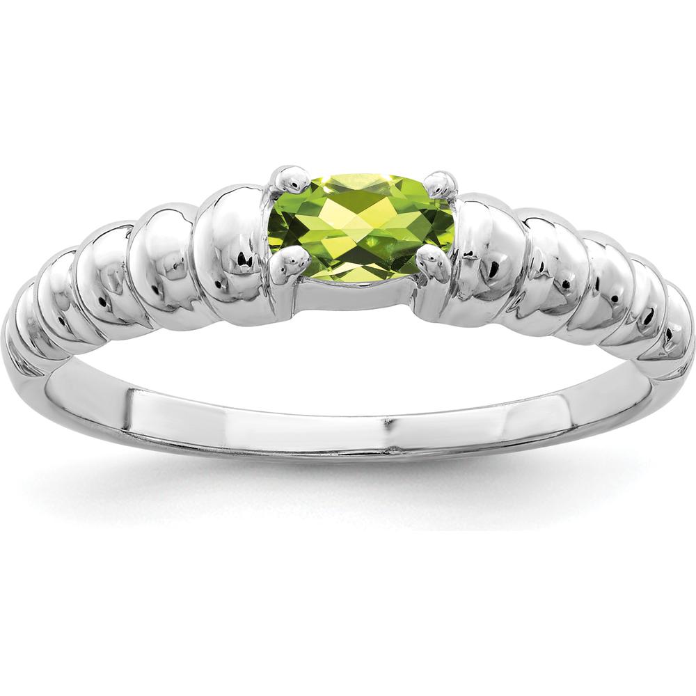 14K White Gold Oval Peridot Ring - 0.25 Carat Natural Peridot by Monteluci Fine Jewelry