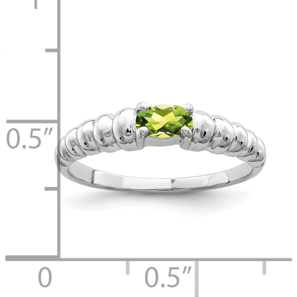 14K White Gold Oval Peridot Ring - 0.25 Carat Natural Peridot by Monteluci Fine Jewelry