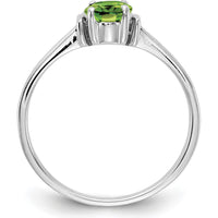 14K White Gold Oval Peridot Ring - 0.850 Carat Faceted Green Peridot by Monteluci Fine Jewelry