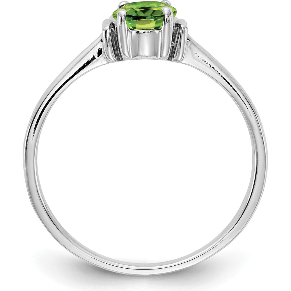 14K White Gold Oval Peridot Ring - 0.850 Carat Faceted Green Peridot by Monteluci Fine Jewelry