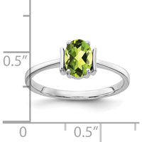 14K White Gold Oval Peridot Ring - 0.850 Carat Faceted Green Peridot by Monteluci Fine Jewelry