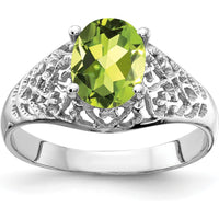 14K White Gold Oval Peridot Ring - 1.3 Carat Total Peridot Weight by Monteluci Fine Jewelry