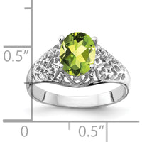 14K White Gold Oval Peridot Ring - 1.3 Carat Total Peridot Weight by Monteluci Fine Jewelry